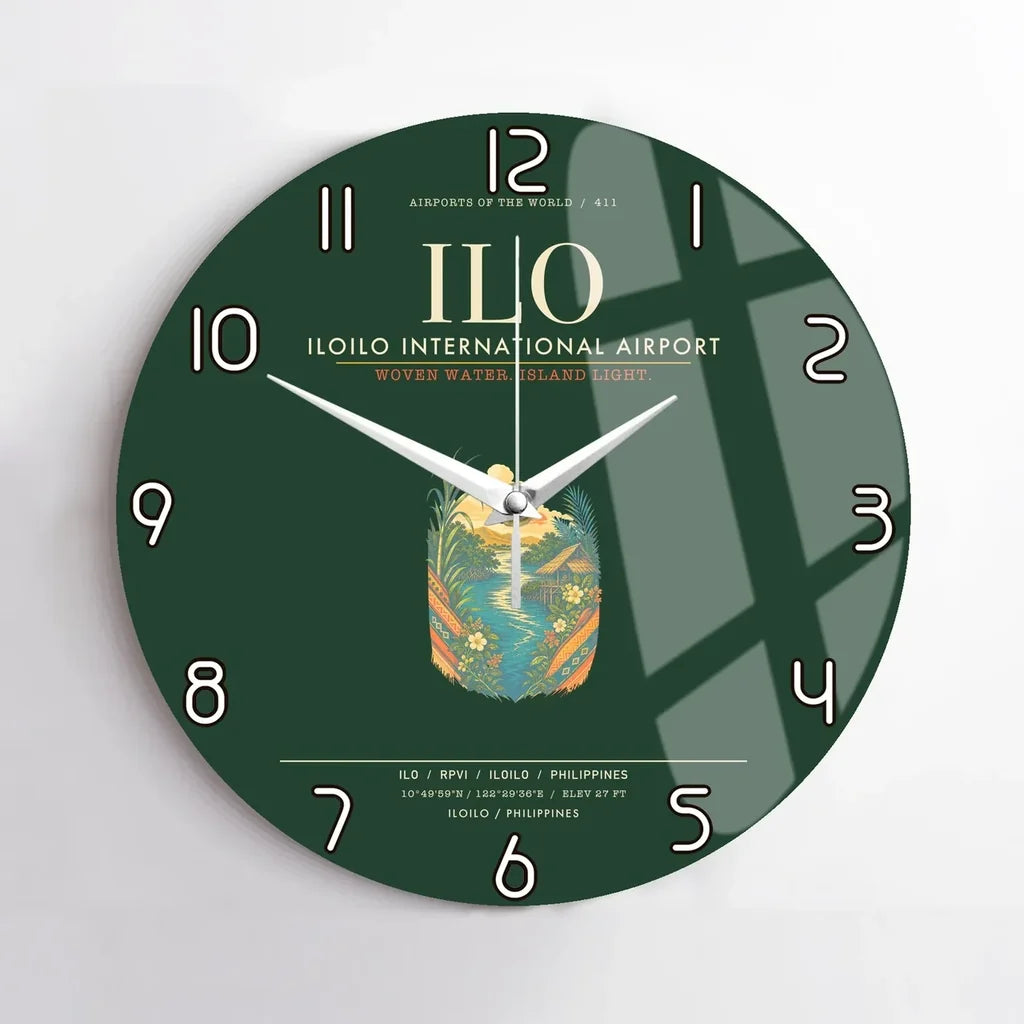 Iloilo International Airport ILO Wall-Clock No-Frame - Dark Green