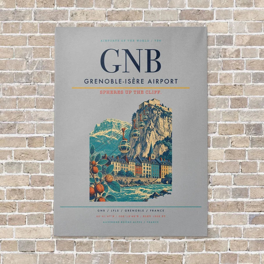 Grenoble-Isère Airport GNB vertical canvas print - no frame - light gray background
