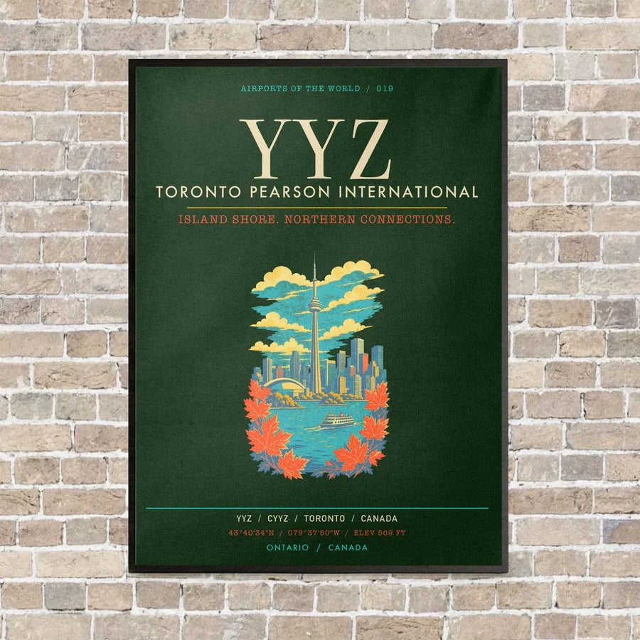 Toronto Pearson International Airport YYZ - Canvas Framed - Dark Green