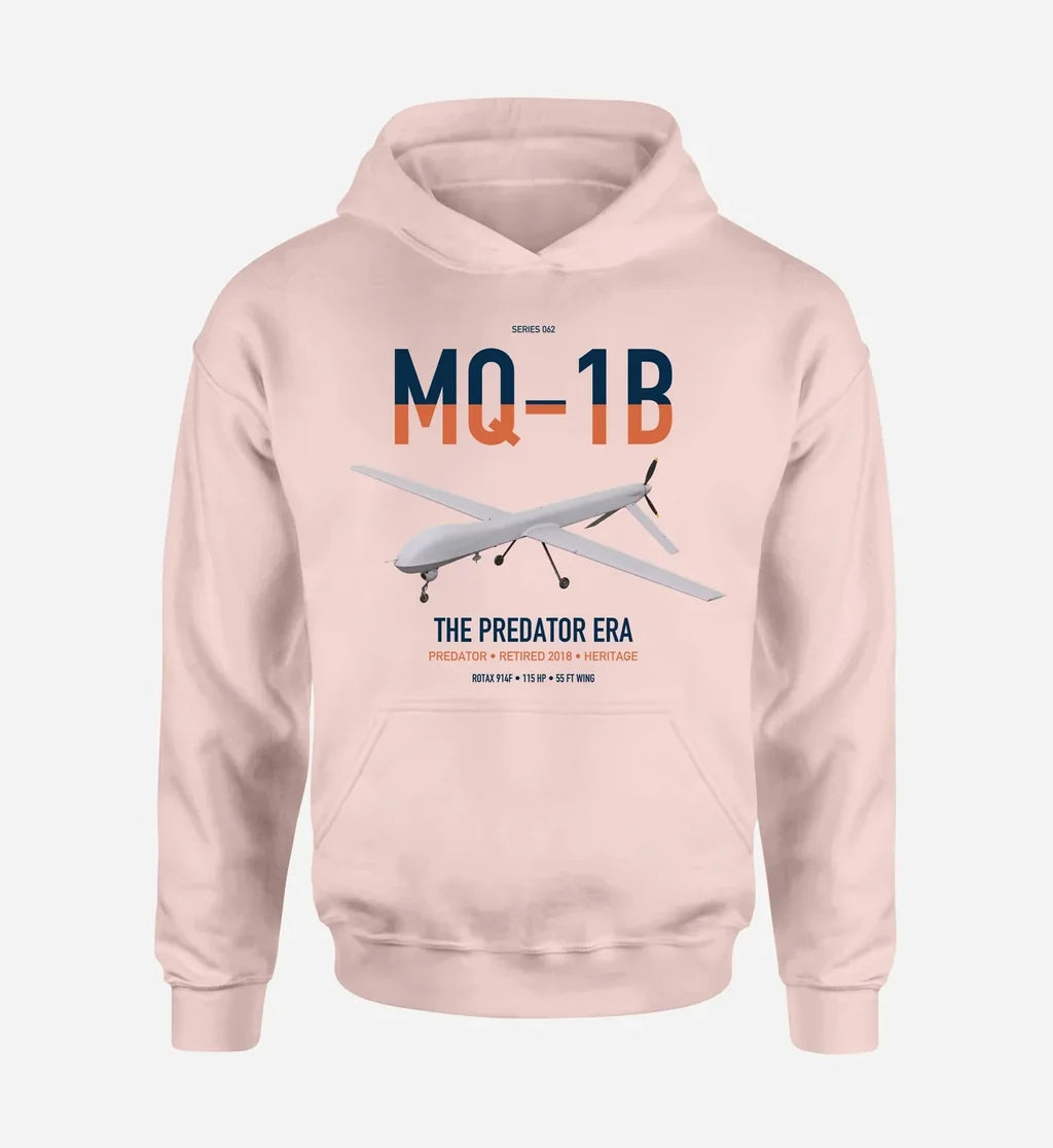MQ-1B Predator design on pink double-side hoodie, single-side print