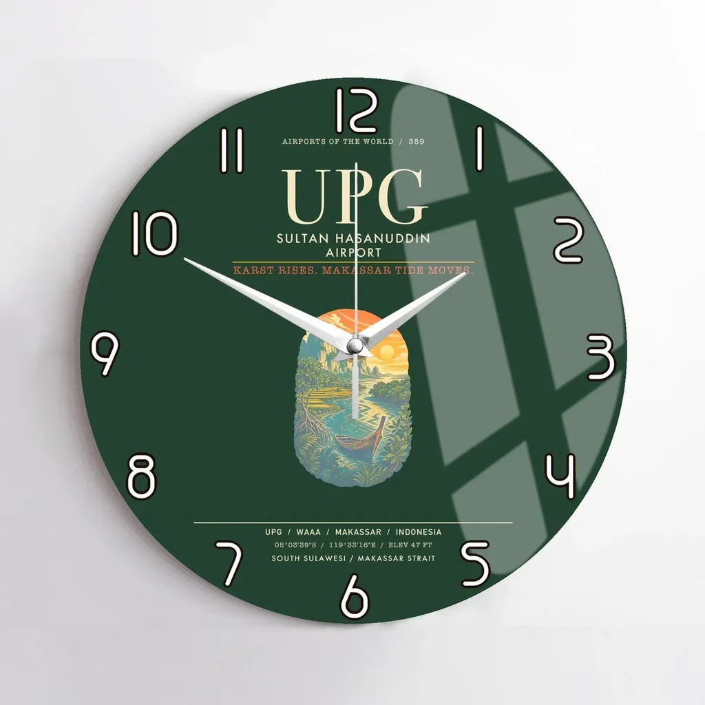 Sultan Hasanuddin Airport UPG Wall-Clock No-Frame - Dark Green