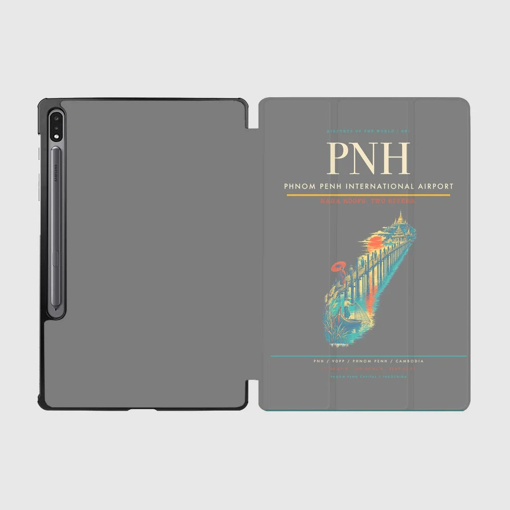 Phnom Penh International Airport (PNH) design on gray samsung tablet tablet case