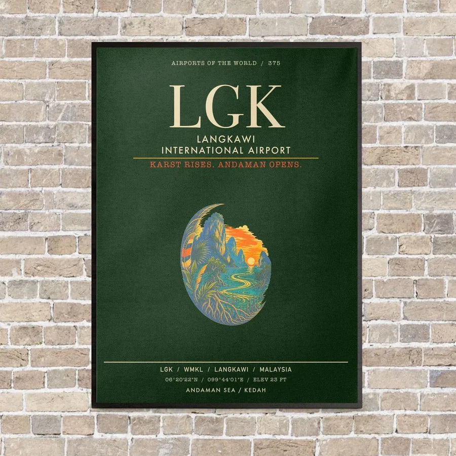 Langkawi International Airport LGK - Canvas Framed - Dark Green