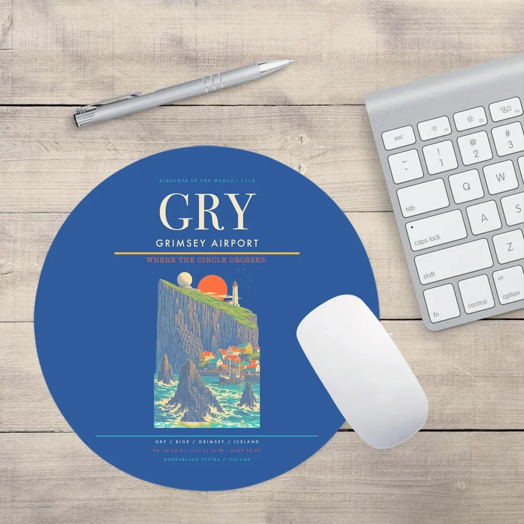 Grimsey Airport GRY Mouse-Pad Round - Blue