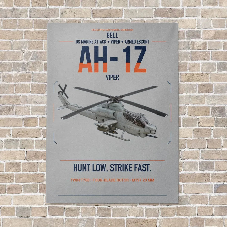 Bell AH-1Z Viper vertical canvas print - no frame - light gray background