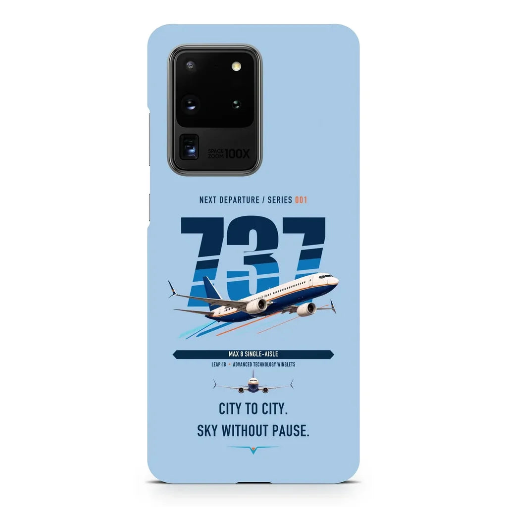 Boeing 737 MAX 8 design on samsung case - light blue