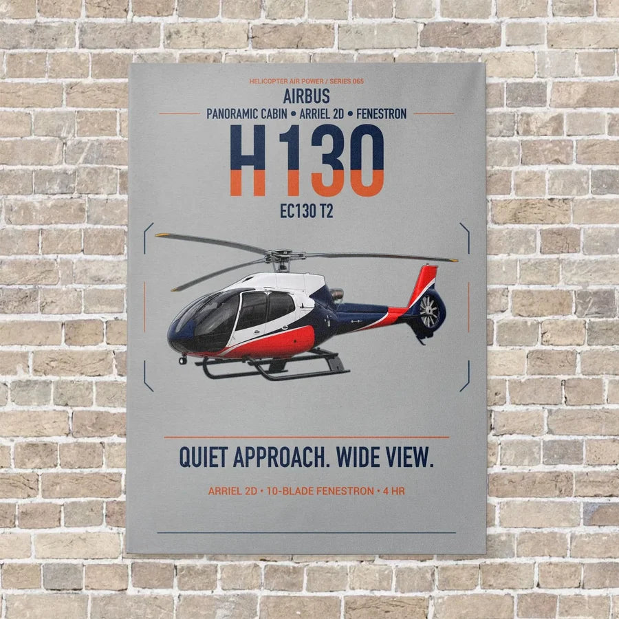 Airbus H130 vertical canvas print - no frame - light gray background