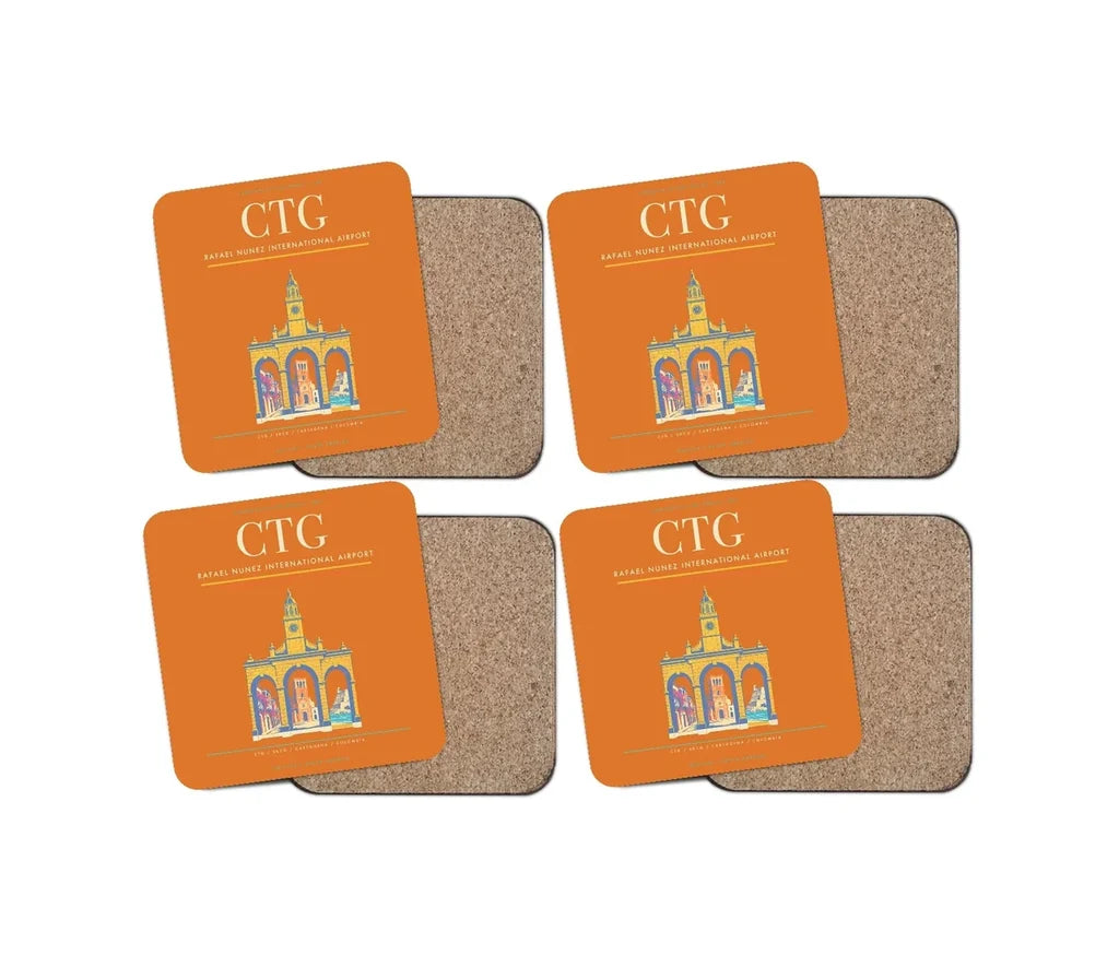 Rafael Nunez International Airport CTG Coaster 4-Pieces-Set - Orange