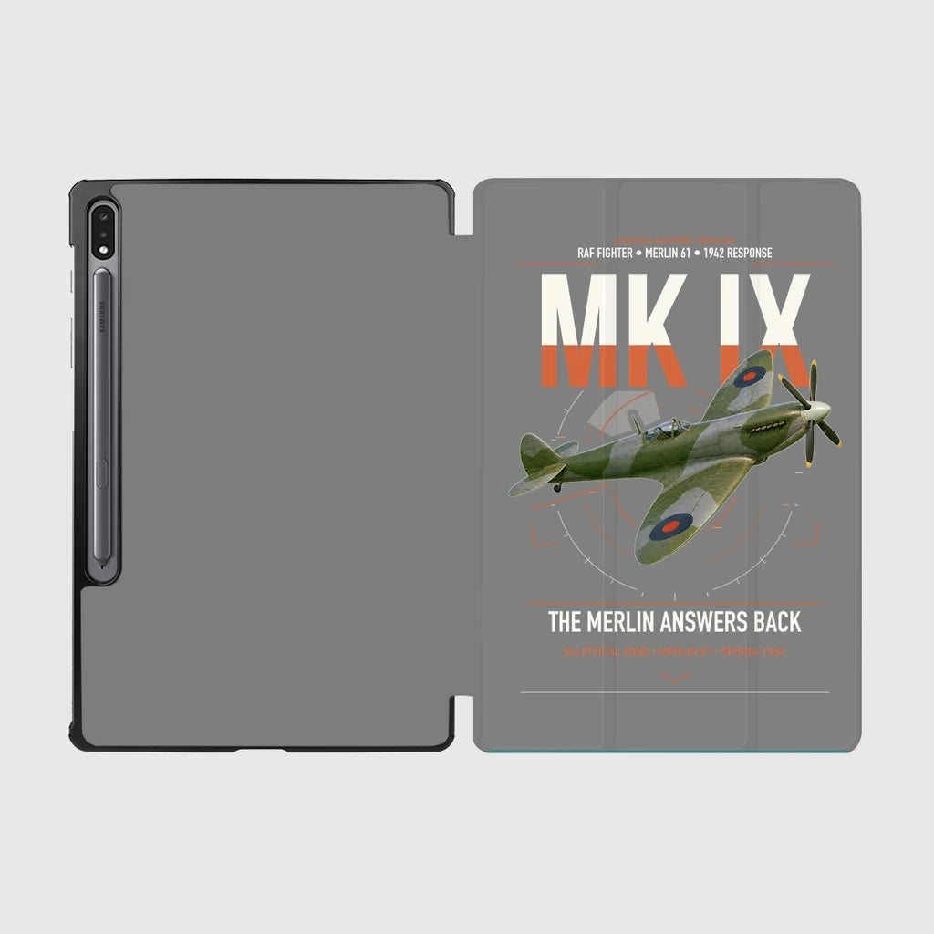 Supermarine Spitfire Mk IX design on gray samsung tablet tablet case