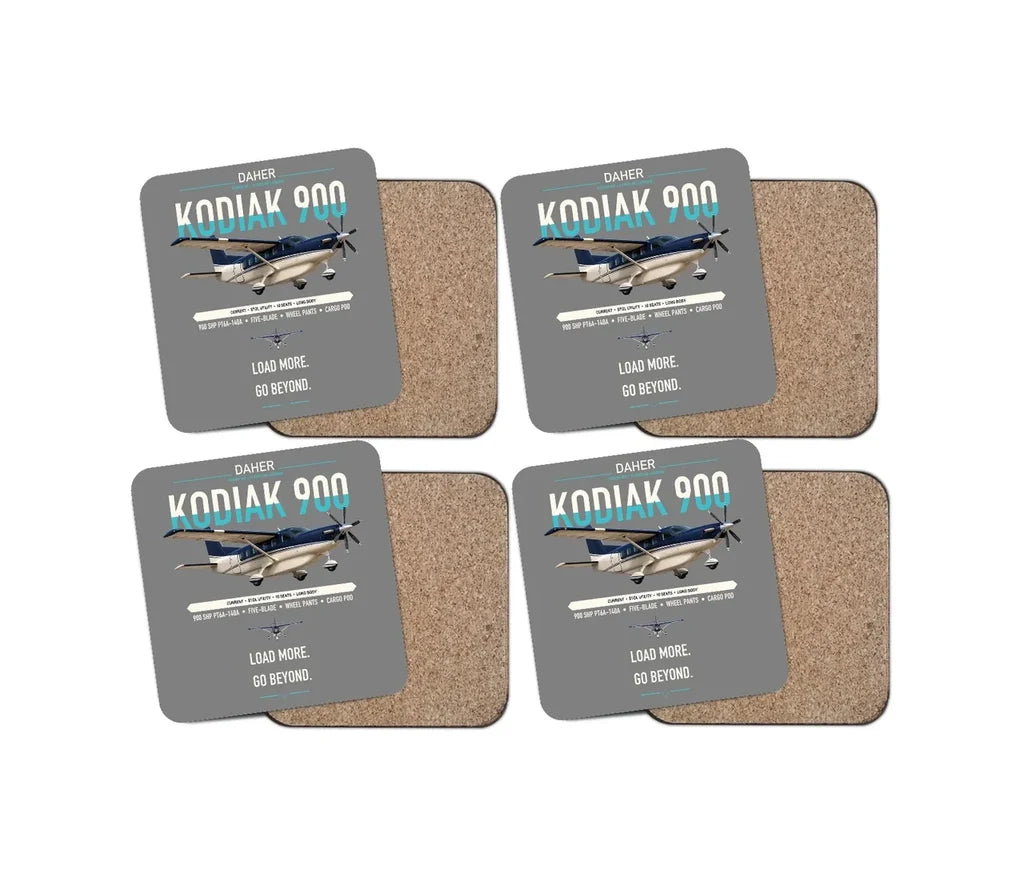 Daher Kodiak 900 design on gray 4 pieces set coaster