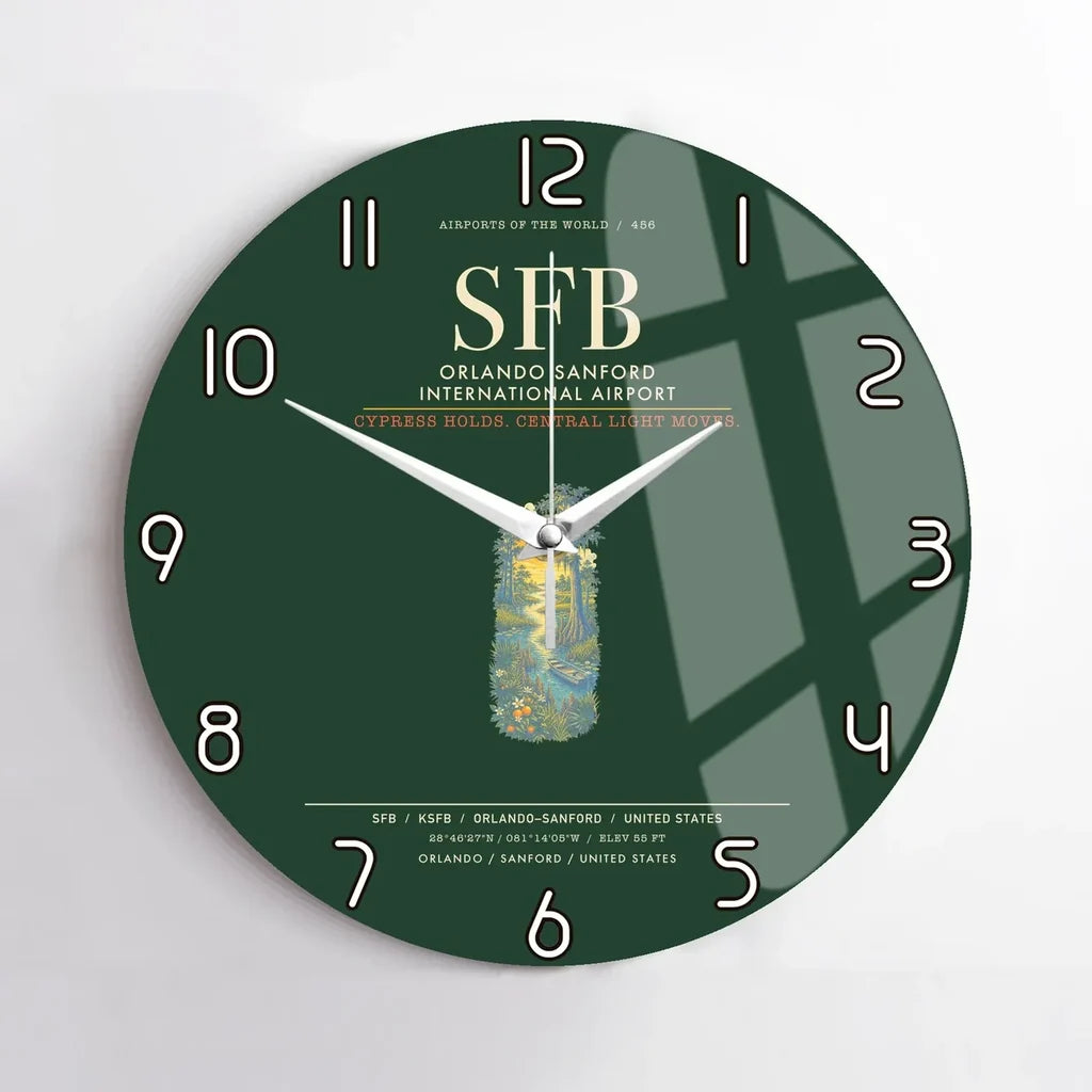 Orlando Sanford International Airport SFB Wall-Clock No-Frame - Dark Green