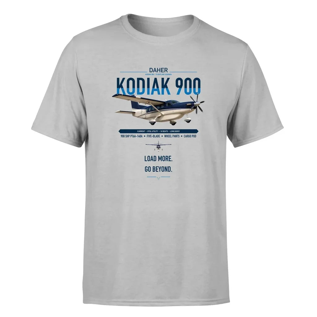 Daher Kodiak 900 design on light gray t-shirt, single-side print