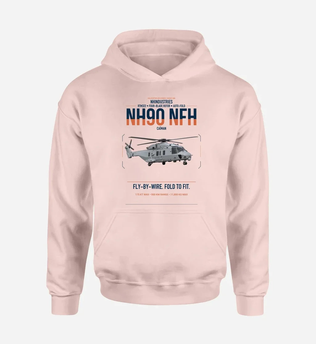 NHIndustries NH90 NFH Caïman design on pink double-side hoodie, single-side print