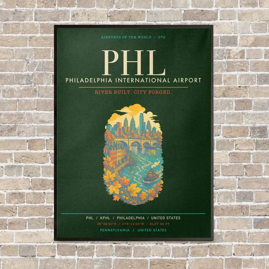 Philadelphia International Airport PHL - Canvas Framed - Dark Green