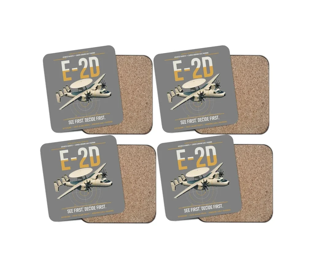 E-2D Advanced Hawkeye design on gray 4 pieces set coaster