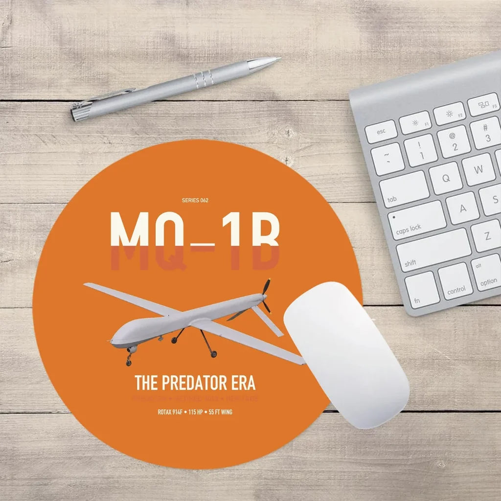 MQ-1B Predator design on orange round mouse pad