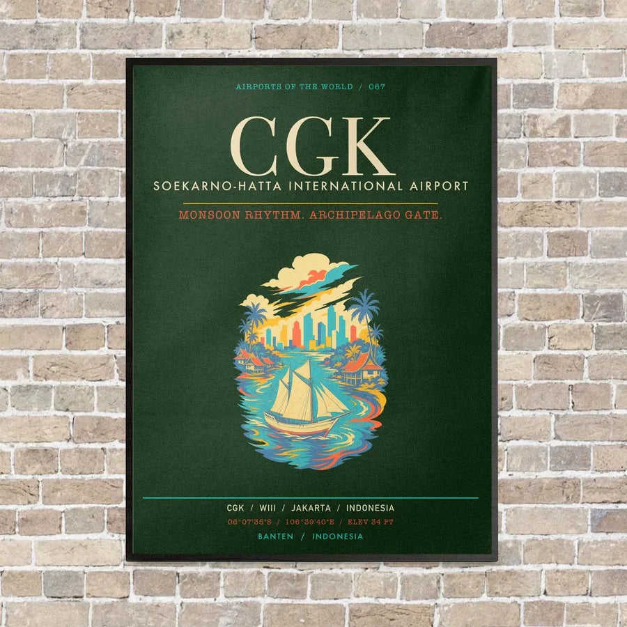Jakarta Soekarno-Hatta International Airport CGK - Canvas Framed - Dark Green