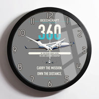 Thumbnail for Beechcraft King Air 360 design on gray framed wall clock