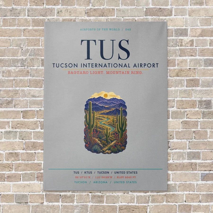 Tucson International Airport TUS vertical canvas print - no frame - light gray background