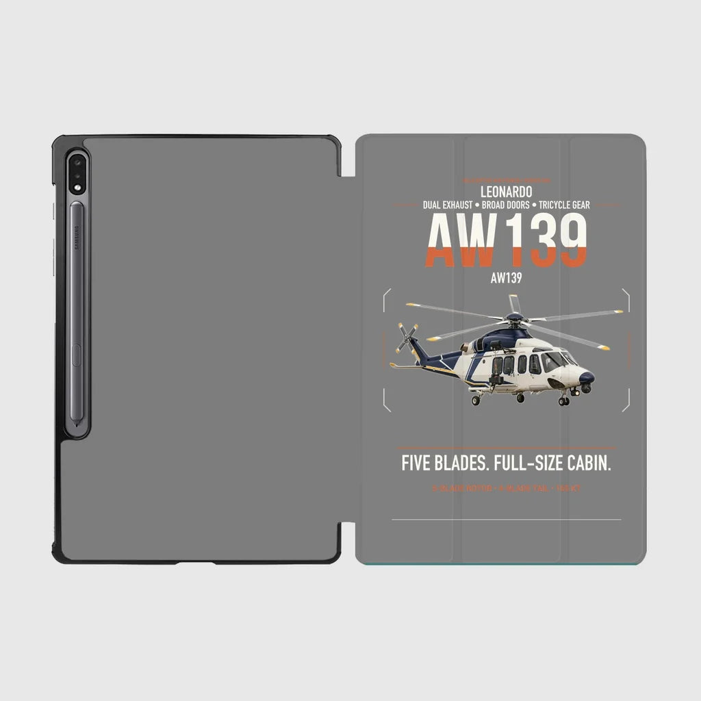 Leonardo AW139 design on gray samsung tablet tablet case