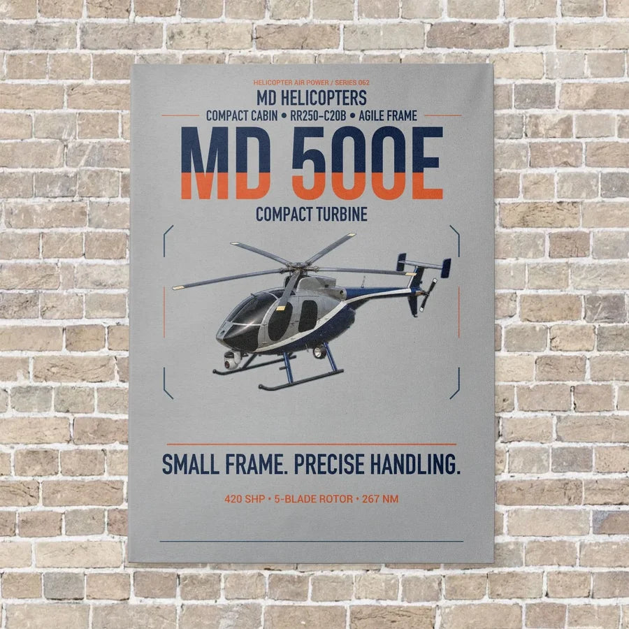 MD Helicopters MD 500E vertical canvas print - no frame - light gray background