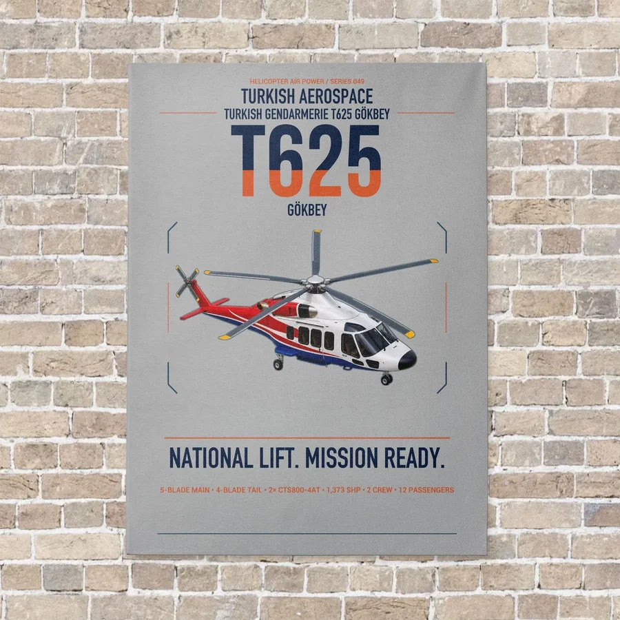 Turkish Aerospace T625 Gökbey vertical canvas print - no frame - light gray background