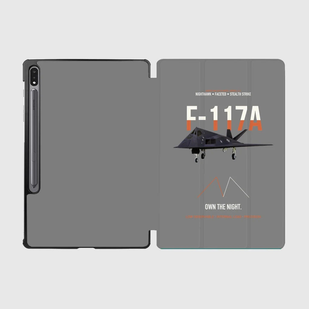F-117A Nighthawk Own The Night design on gray samsung tablet tablet case