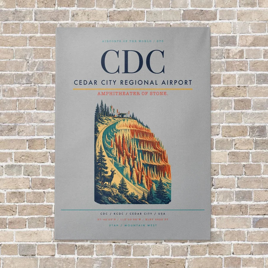 Cedar City Regional Airport CDC - Canvas No Frame - Light Gray