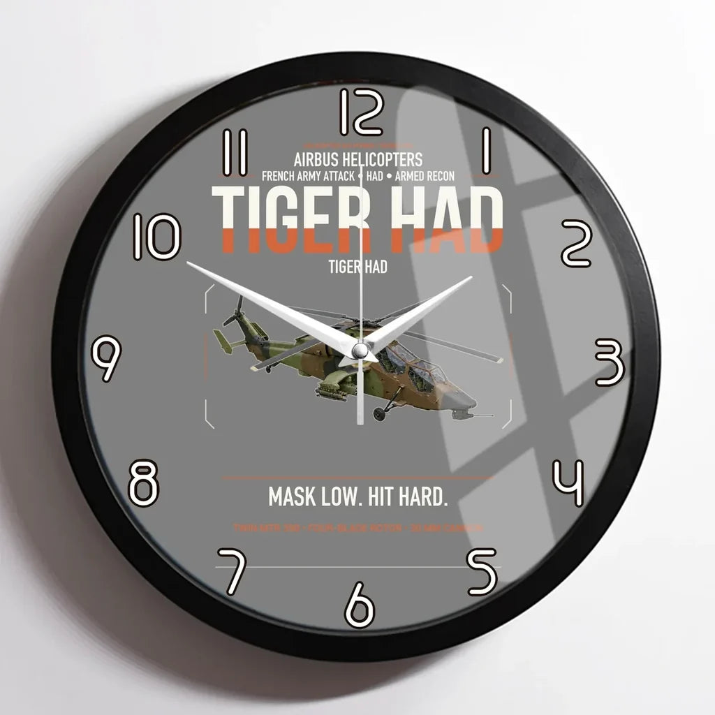 Airbus Helicopters Tiger HAD design on gray framed wall clock