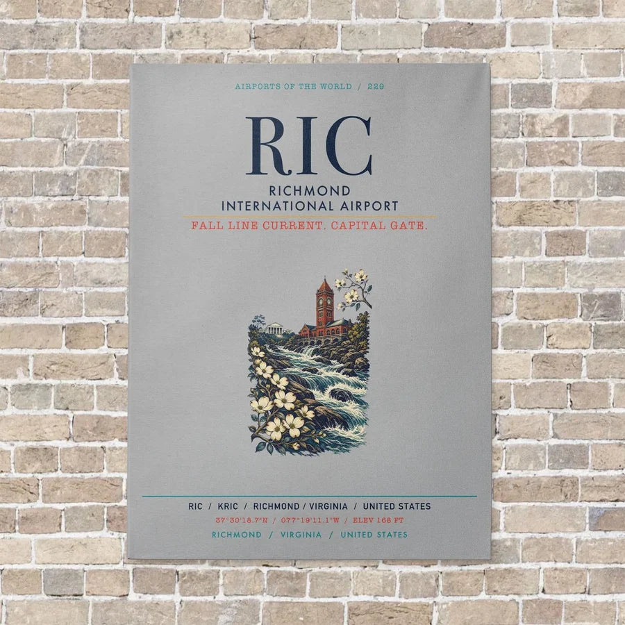 Richmond International Airport RIC vertical canvas print - no frame - light gray background