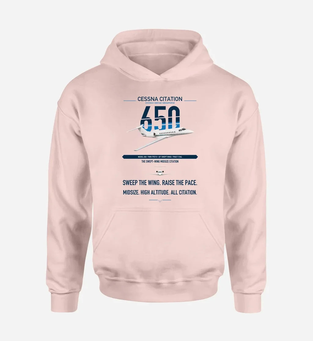 Cessna Citation 650 - Citation III design on pink double-side hoodie, single-side print