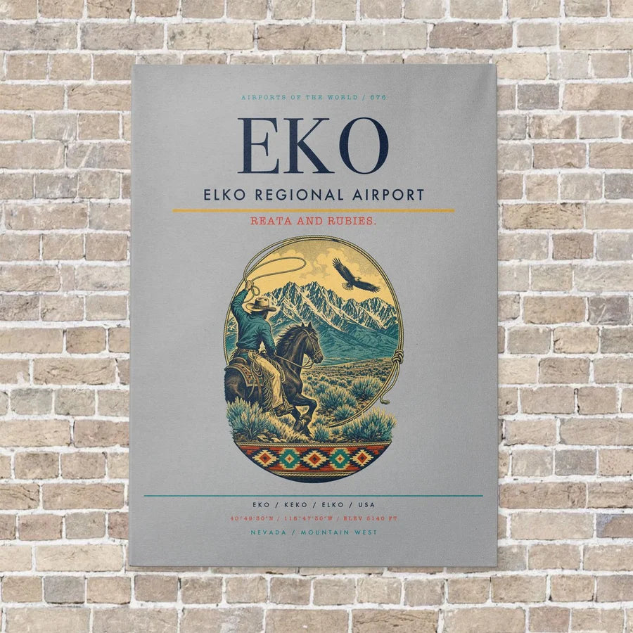 Elko Regional Airport EKO vertical canvas print - no frame - light gray background