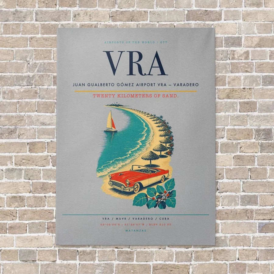 Juan Gualberto Gómez Airport VRA — Varadero vertical canvas print - no frame - light gray background
