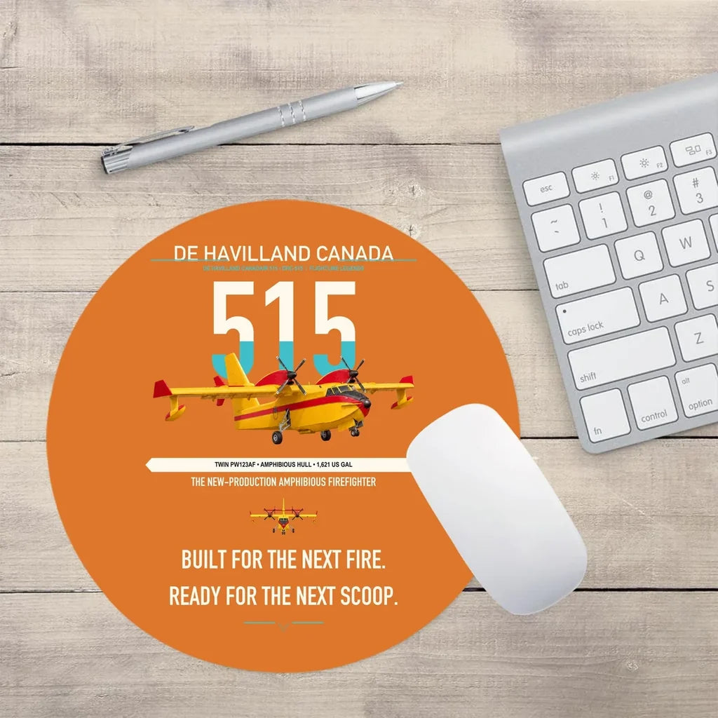 De Havilland Canadair 515 design on orange round mouse pad