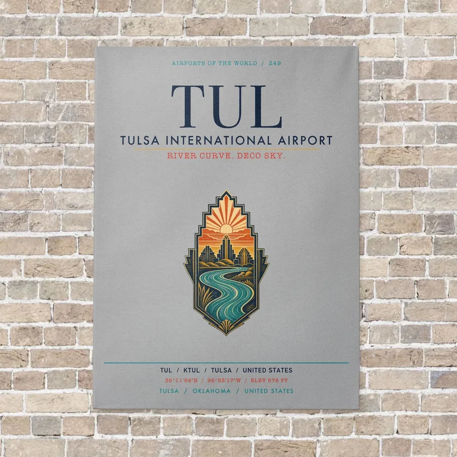 Tulsa International Airport TUL vertical canvas print - no frame - light gray background