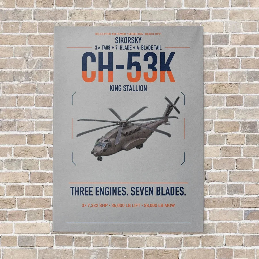 Sikorsky CH-53K King Stallion vertical canvas print - no frame - light gray background