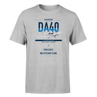 Thumbnail for Diamond DA40 design on light gray t-shirt, single-side print