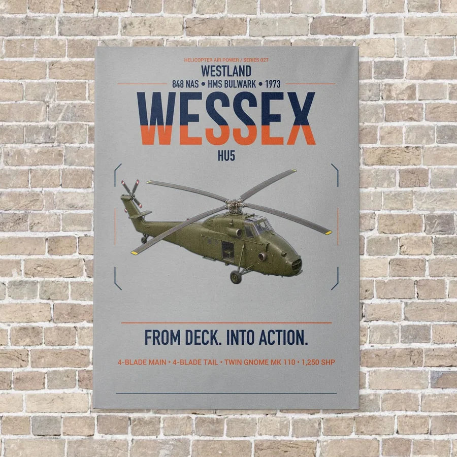 Westland Wessex HU5 vertical canvas print - no frame - light gray background