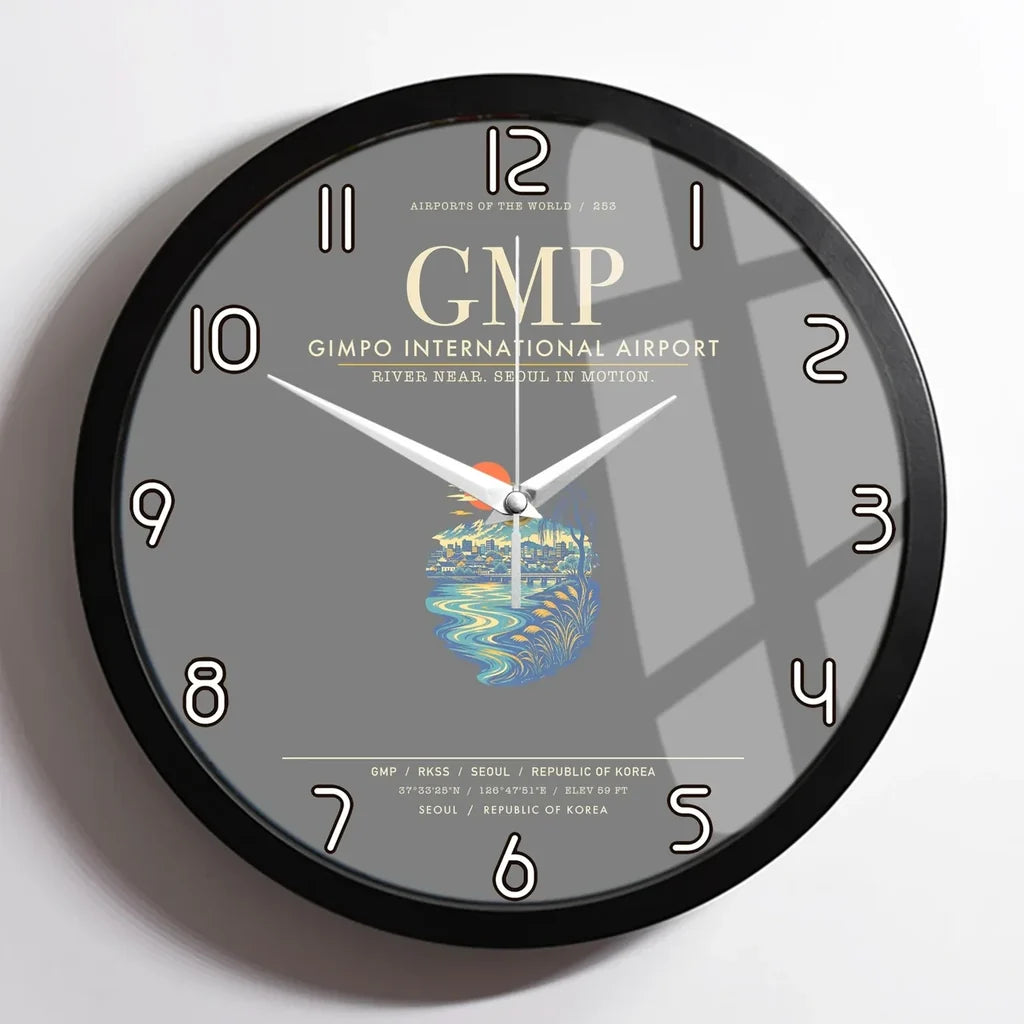 Gimpo International Airport GMP Wall-Clock Framed - Gray