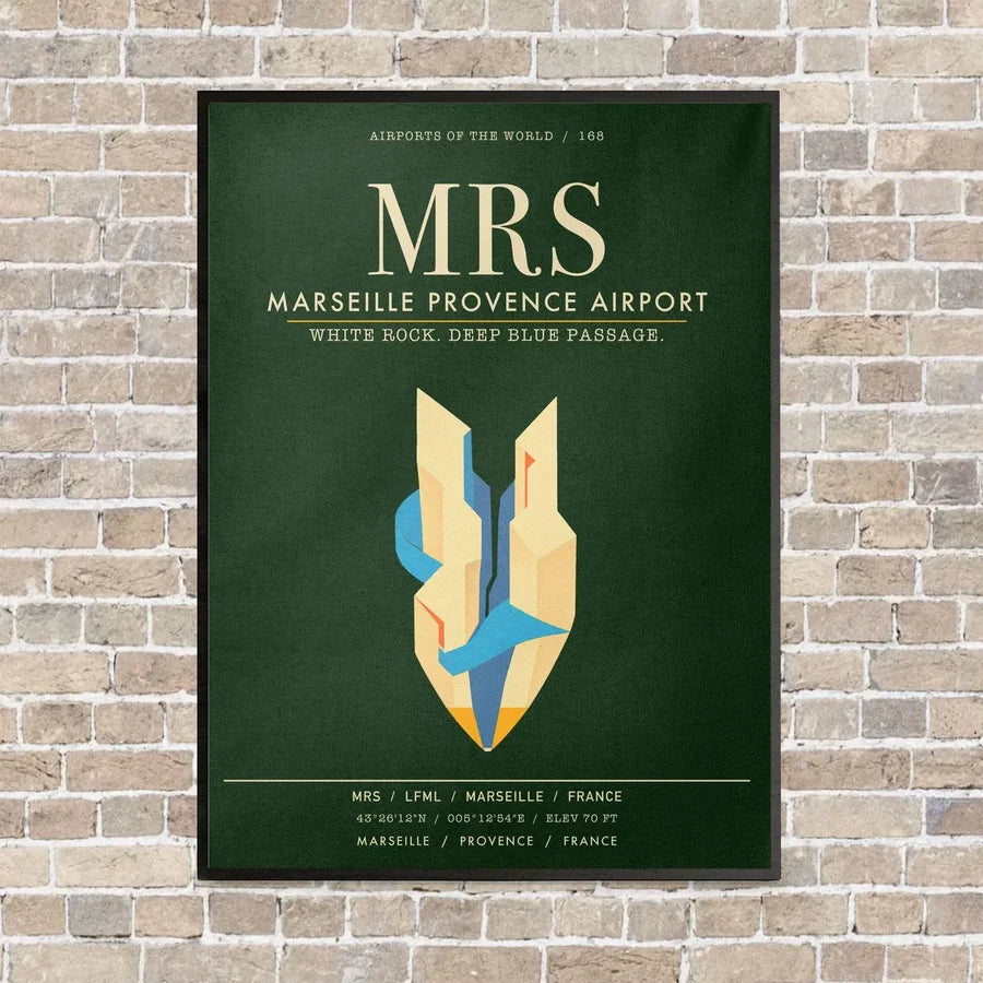 Marseille Provence Airport MRS - Canvas Framed - Dark Green