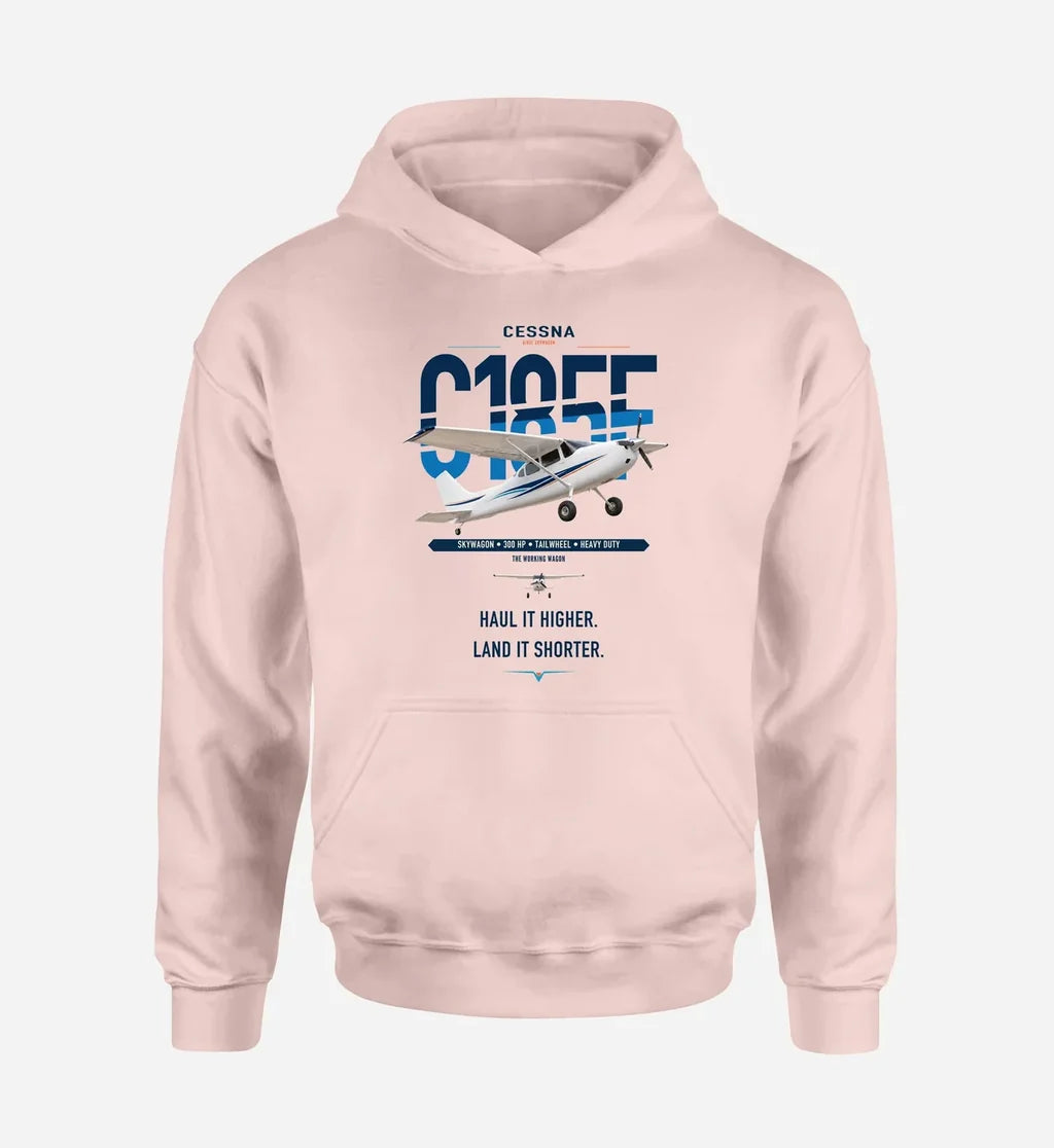 Cessna A185F Skywagon design on pink double-side hoodie, single-side print