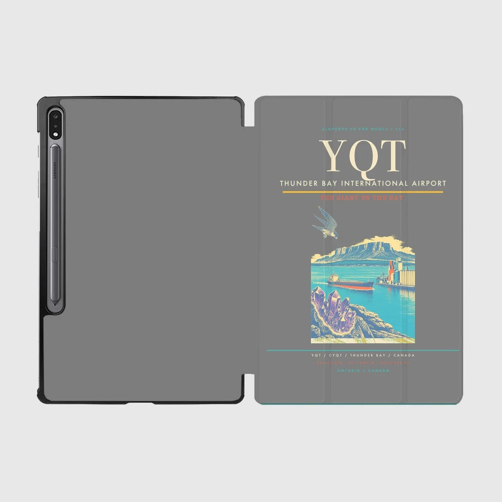 Thunder Bay International Airport (YQT) design on gray samsung tablet tablet case