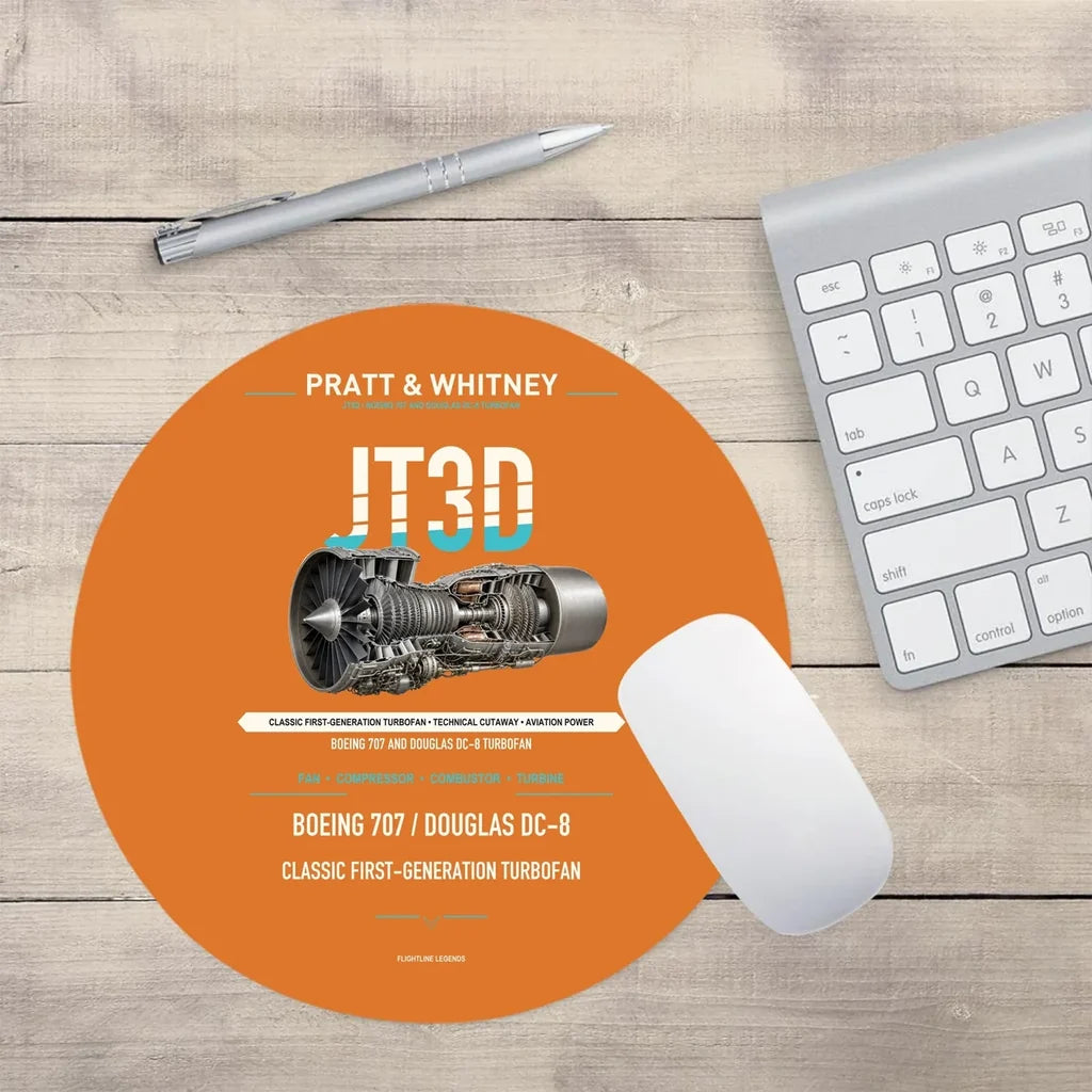 JT3D design on orange round mouse pad