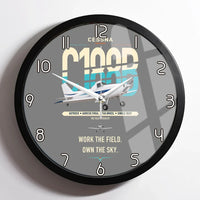Thumbnail for Cessna A188B AgTruck design on gray framed wall clock
