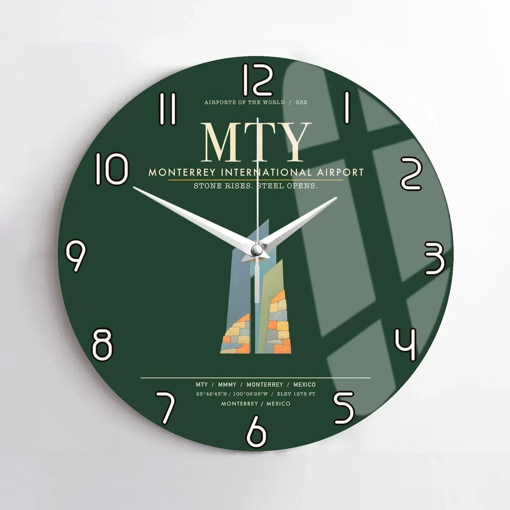 Monterrey International Airport MTY Wall-Clock No-Frame - Dark Green