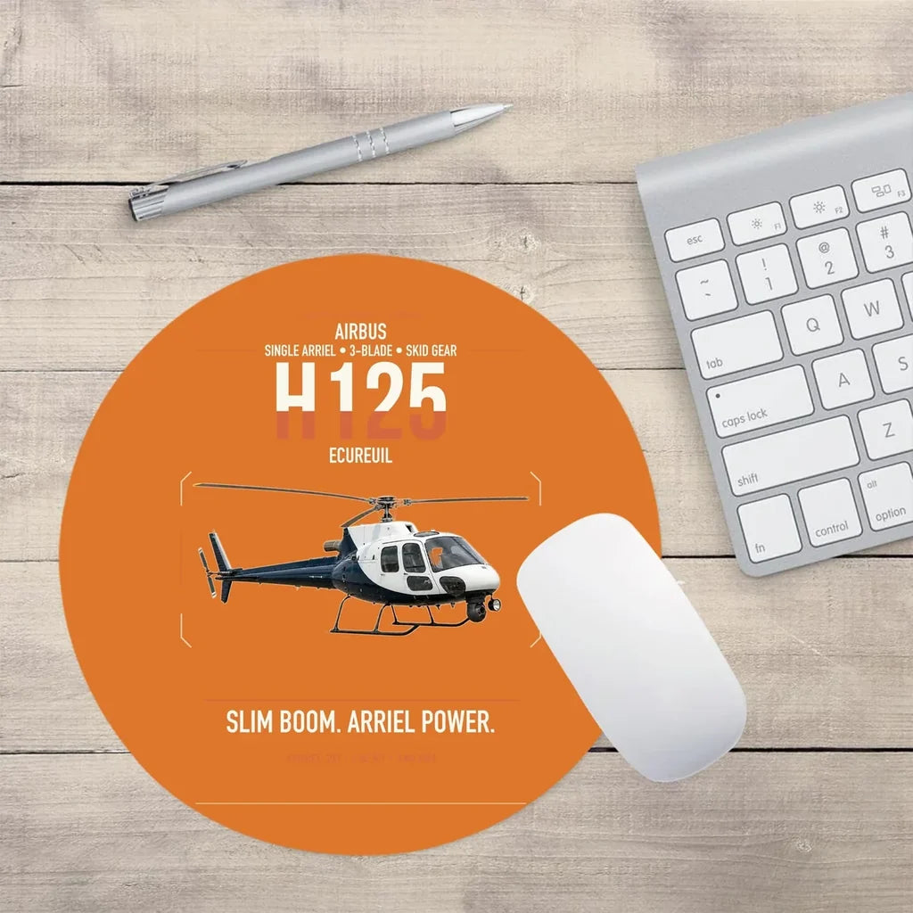 Airbus H125 design on orange round mouse pad