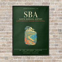 Thumbnail for Santa Barbara Airport SBA - Canvas Framed - Dark Green