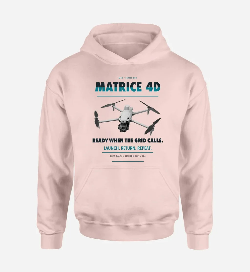 DJI Matrice 4D design on pink hoodie single side