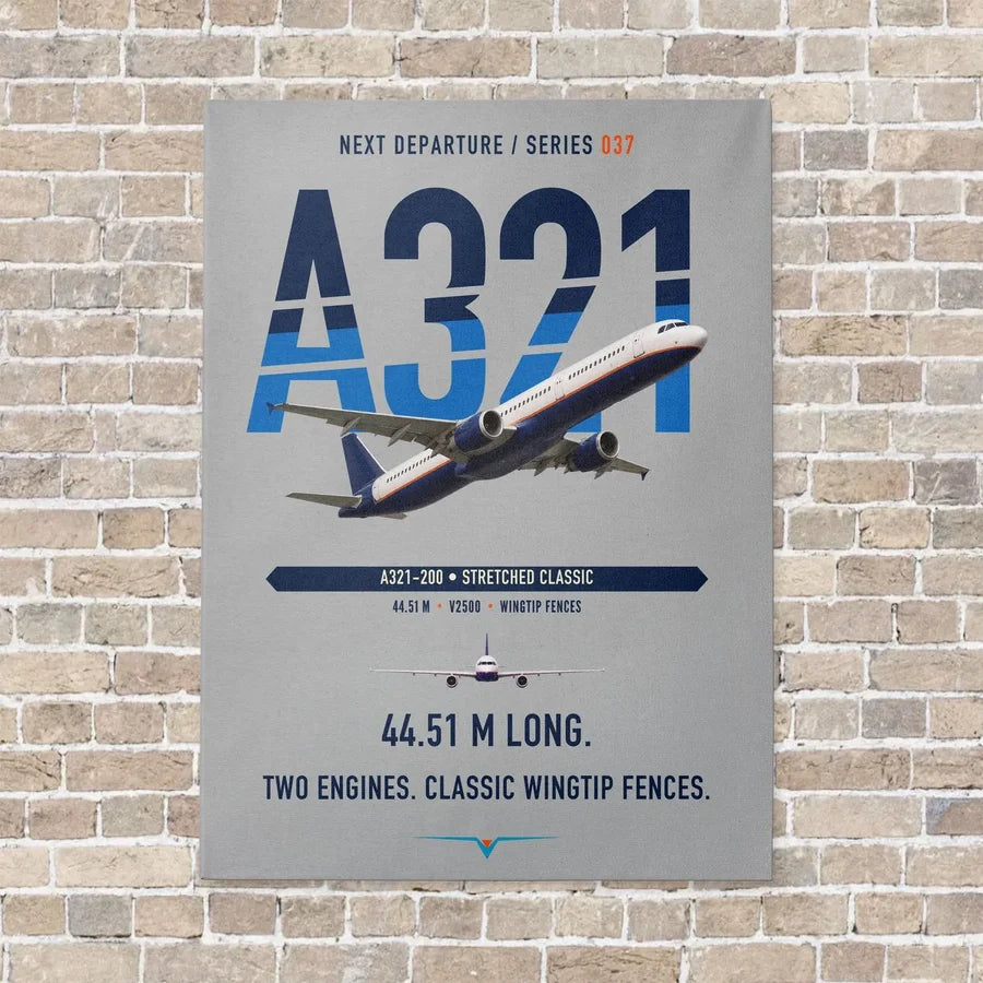 Airbus A321 vertical canvas print - no frame - light gray background