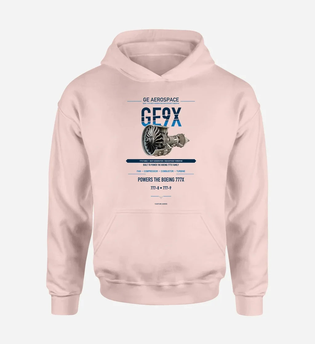 GE9X design on pink hoodie single side